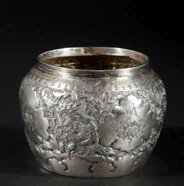 Asian Silver Jardiniere Form Jar