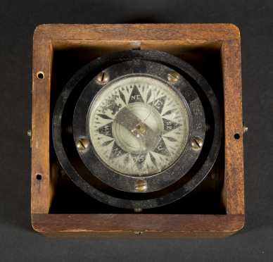 Gimballed Compass in Oak Case