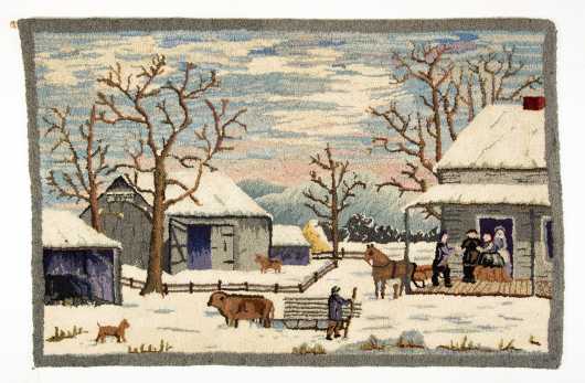 American Country Homestead Hooked Rug