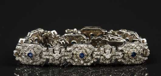 14kt. White Gold and Sapphire and Diamond Bracelet