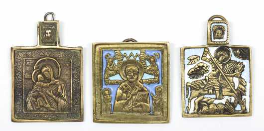 Three Small Russian Travelerâ€™s Icons