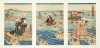 Japanese Triptych Color Woodblock Prints by Kuniyoshi