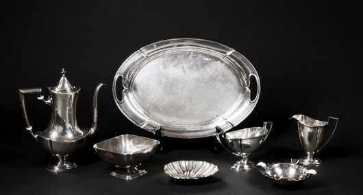 Sterling Silver Tea Set, Tray and Bowls