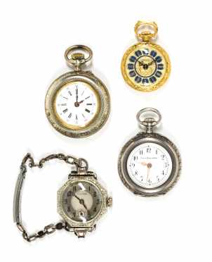 Lot of Three Pocket Watches and One Wrist Watch