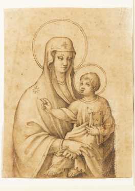 Italian School Drawing, Madonna and Child