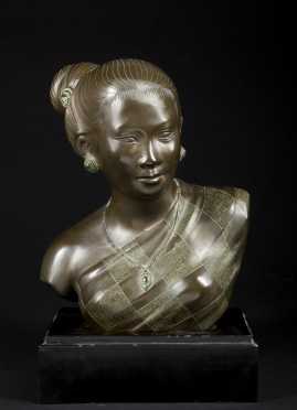 Bronze Bust of Burmese Female
