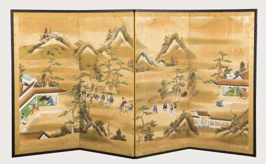 Chinese Four Section Standing Screen