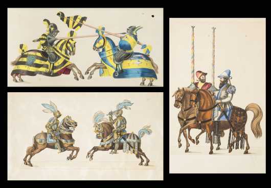 Hand Colored Engravings; Knights