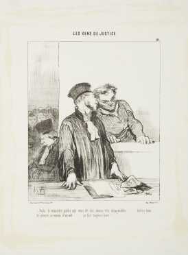 Honore Daumier Lithograph "Viola le ministrere public..." (1846)