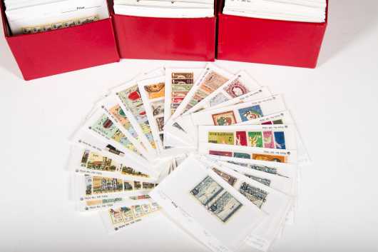 Stamp Dealers Stock in Three Red Boxes