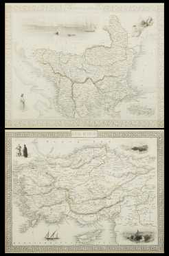 Two hand colored maps of Turkey, 1850's