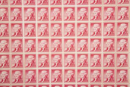 Mint Sheet US 2c Jefferson, one full sheet mint never hindged with 3 plate blocks of same