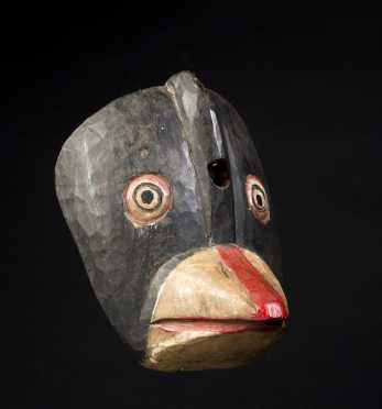 Carved and Painted Pine Bird Mask