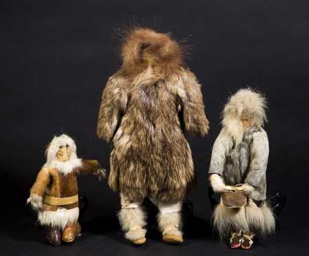 Three Inuit Made Fur Dolls