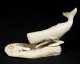 Two Carved Bone Whale Displays