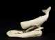 Two Carved Bone Whale Displays
