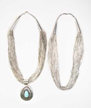 Two Liquid Silver Native American Necklaces
