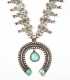 Native American Squash Blossom Necklace in Sterling Silver and Turquoise