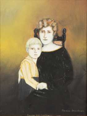 Florence Jones Cousin, American (1893-1961) Primitive Painting of Mother and Son