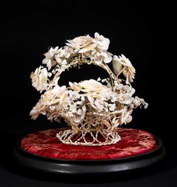 Victorian Sea Shell Basket of Flowers
