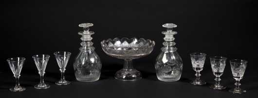 Pair of Cut Blown Decanters