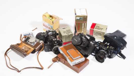 Lot of Vintage Cameras, Equipment, and Accessories
