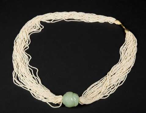 Seed Bead and Chrysoprase Necklace