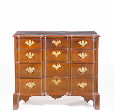 Mahogany Chippendale Block Front Chest on Chest Base