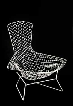 Two Bertoia Cage Chairs with Ottoman