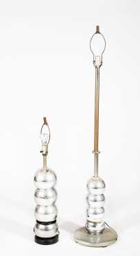 Two "Kovac" Chrome Stacked Sphere Lamps