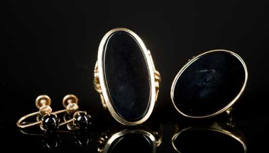 Onyx and 10kt. Yellow Gold Set of Three