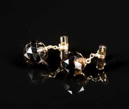 Edwardian Rose Gold and Smokey Quartz Earrings