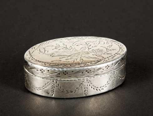 Coin Silver Oval Snuff Box