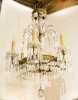 20thC French Style Brass and Glass Chandelier