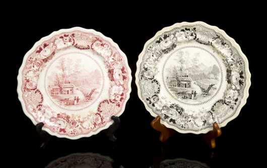 Two Staffordshire Scenic Plates