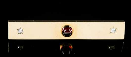 Tie Clip in 14kt. Gold with Garnet and Diamonds