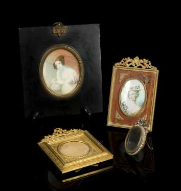 Four French Style Frames and Two Miniature Paintings