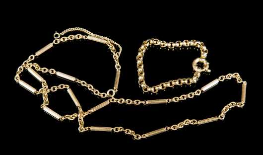 Yellow 14kt. Gold Bracelet and Necklace