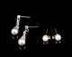 Two Pairs Pearl and 14kt. White Gold Earrings