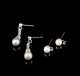 Two Pairs Pearl and 14kt. White Gold Earrings