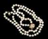 14kt. Yellow Gold and Diamond Clasp Double Strand of Pearls