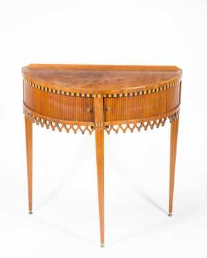 French Tambour Demilune Table
