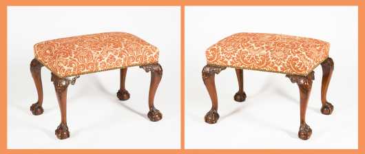 Pair of Chippendale Style Footstools