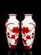 Pair Chinese Red on White Peking Glass Vases