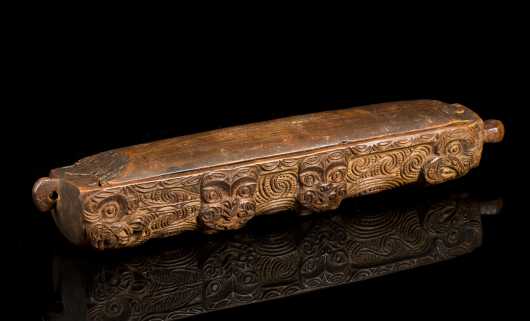 Maori Style Carved Wooden Feather Valuable Box