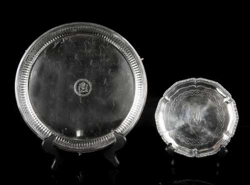 Two Coin Silver English Footed Salvers