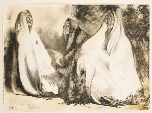 Francisco Zuniga, MÃ©xico (1912-1998) "Tres Mujeres Sentadas"