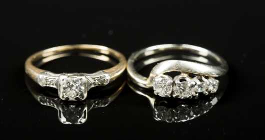 Two Diamond and Gold Rings