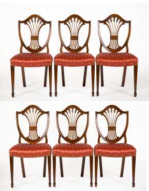 Set of Six Hepplewhite Style Dining Chairs