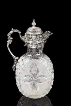 Late 19thC London Silver and Cut Glass Pitcher